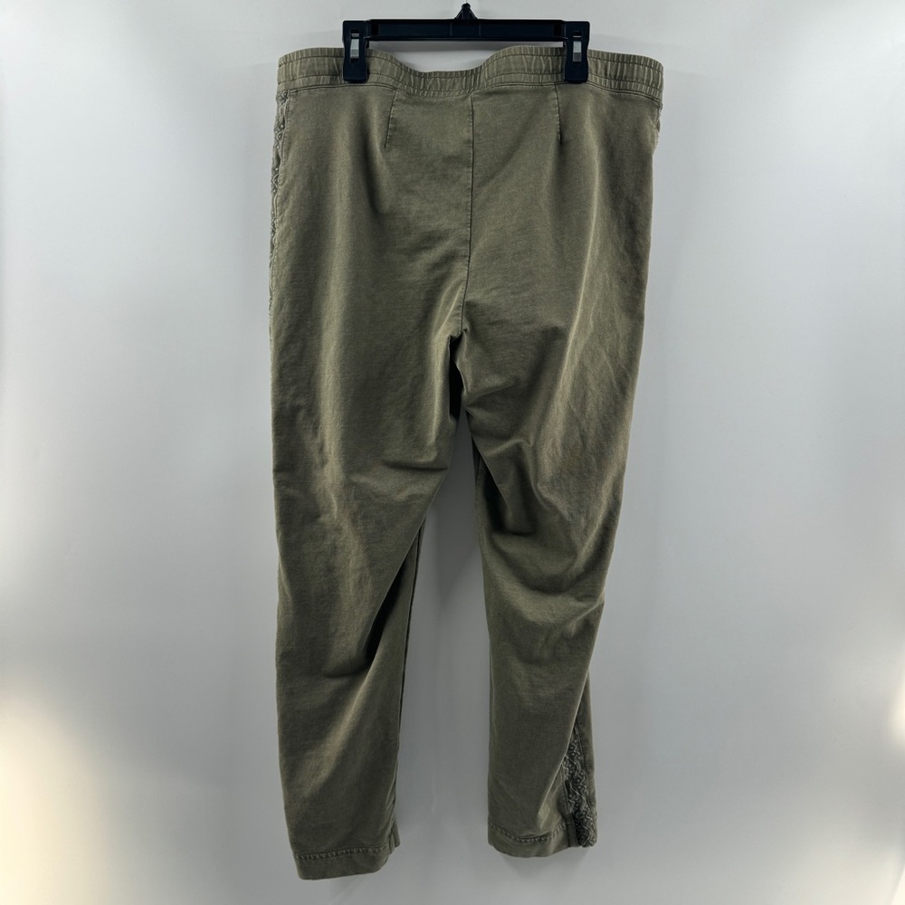🧸 J. Jill Olive Green Drawstring Pants Embroidered Side Detail Size Small - Picture 6 of 8